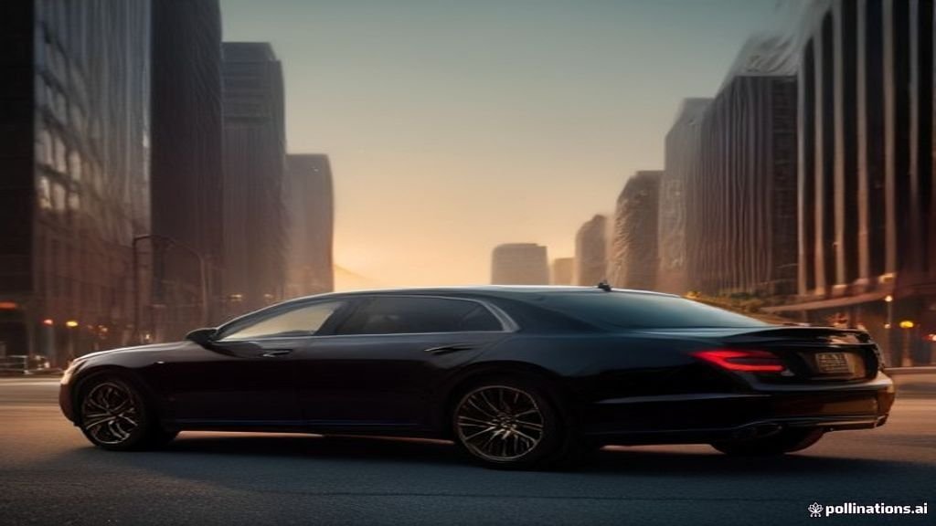 Where Stay - wide street view of a black sedan with the Chicago skyline behind, IQ Limousine