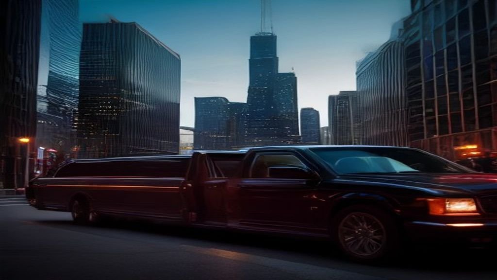 Empty rear cabin with a glass of water in the holder - IQ Limousine chauffeur service, Chicago. Chicago Party Bus: Linco