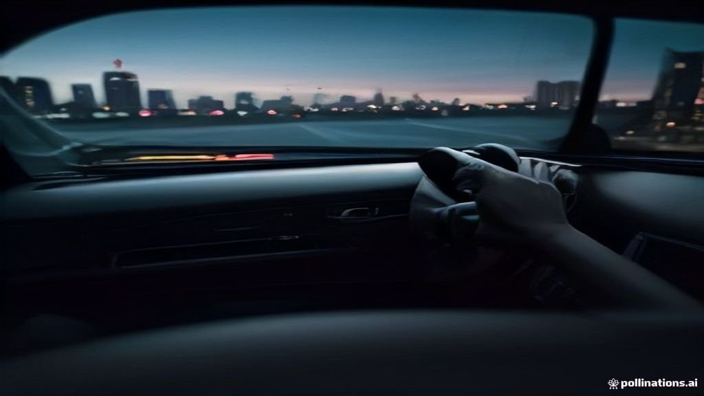 Chicago Suburb Pickup - wide street view of a black sedan with the Chicago skyline behind, IQ Limousine