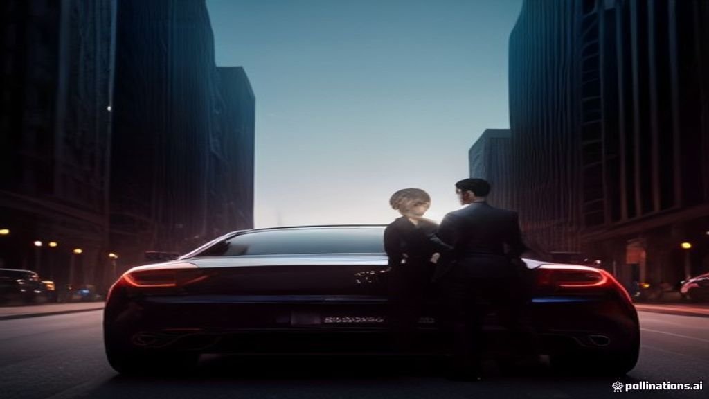 Transportation Chicago Reliable Rides - wide street view of a black sedan with the Chicago skyline behind, IQ Limousine