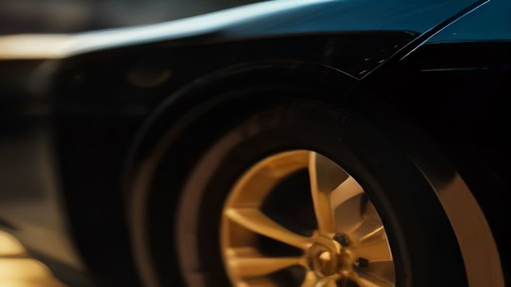 Close detail of a polished wheel and lower body panel - IQ Limousine chauffeur service, Chicago. The Chemistry of the Cu