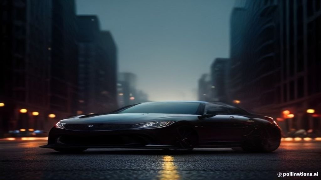O'hare Airport Car Service Barrington - wide street view of a black sedan with the Chicago skyline behind, IQ Limousine