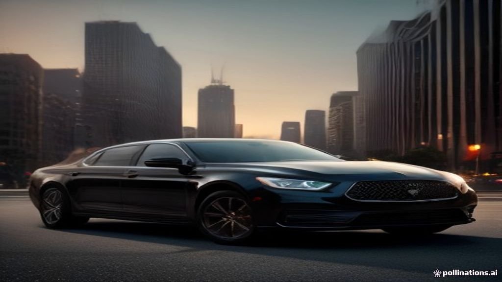 Prom Limousine Service Evanston - wide street view of a black sedan with the Chicago skyline behind, IQ Limousine