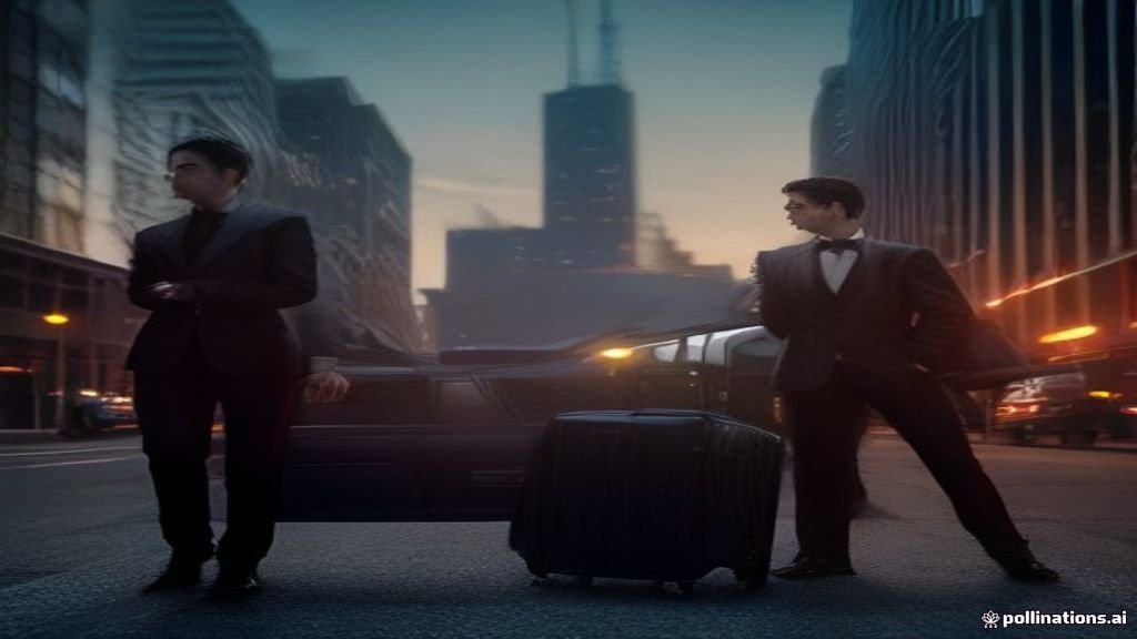 Prom Limousine Service Lake Forest - wide street view of a black sedan with the Chicago skyline behind, IQ Limousine