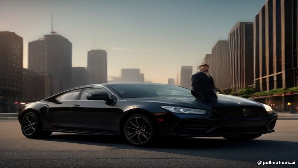 Wedding Transportation Oak Brook - wide street view of a black sedan with the Chicago skyline behind, IQ Limousine